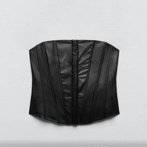 Zara Black Faux Leather Corset Top (NEW WITH TAGS)
